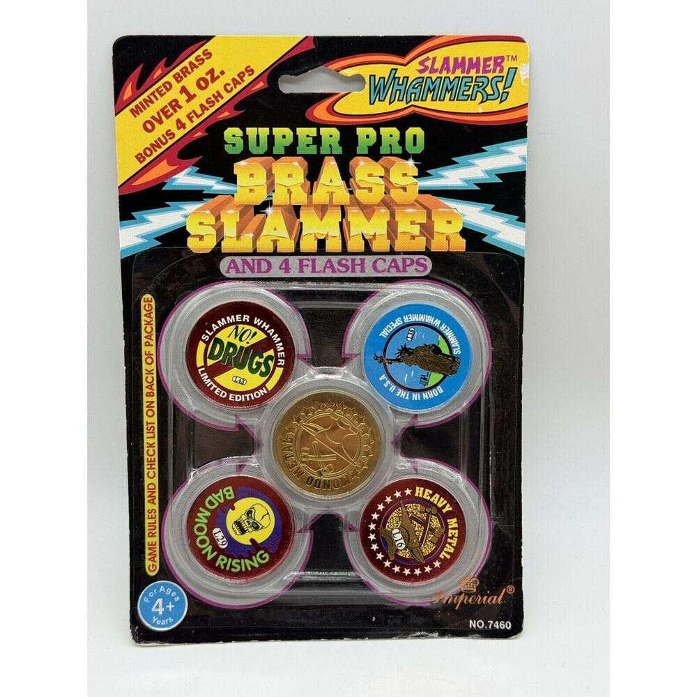 Slammer Whammers Brass Slammer & Flash Caps/Pogs 1.75” Set‎ #6 Vintage 1994